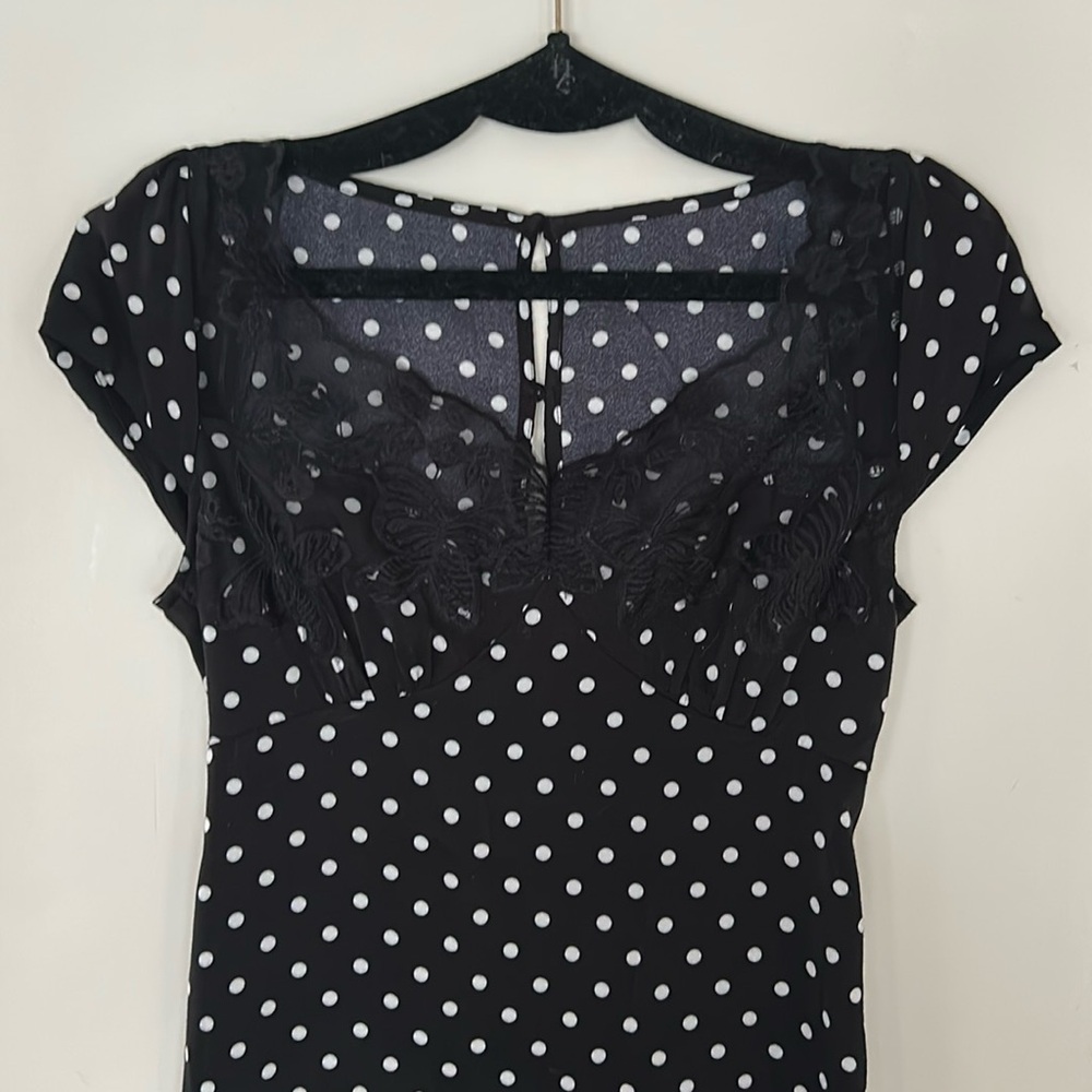 Long black dress polka dot
